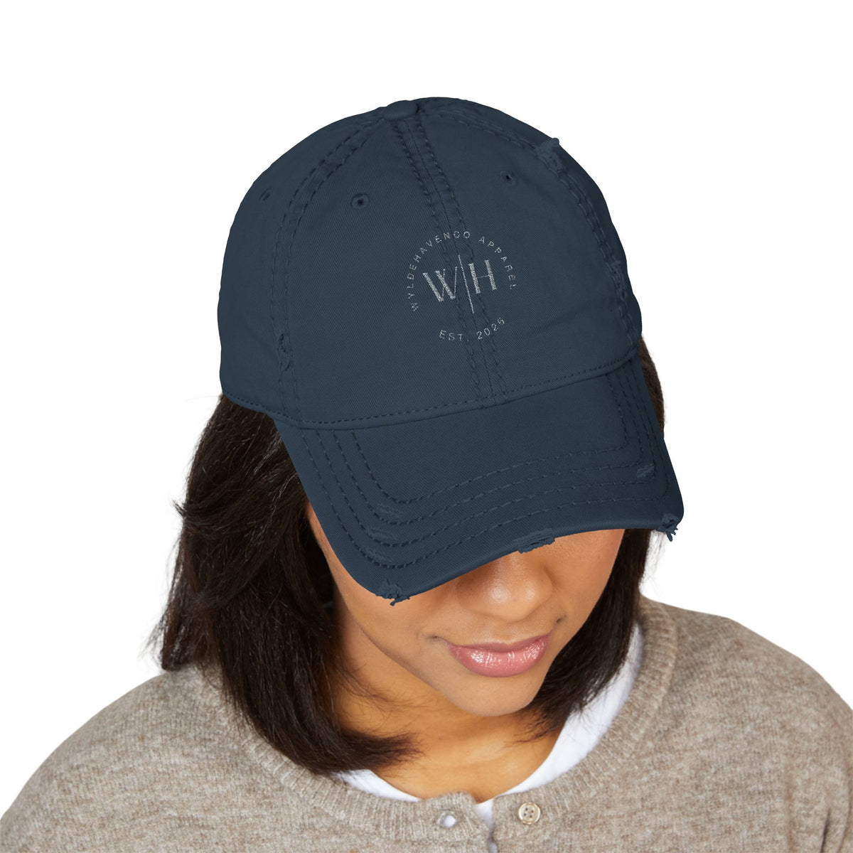 Personalised Roman Numeral Dad Hat by Printify, embroidered distressed baseball cap with custom vintage cotton design.