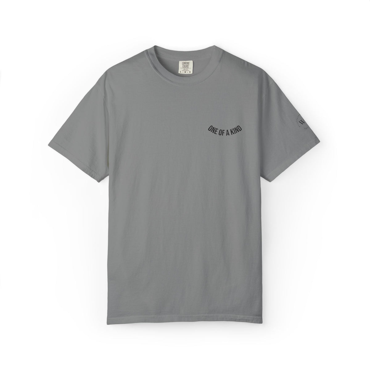 Black "One of a Kind" chest logo T-shirt by Printify, featuring a minimalist design on soft cotton fabric.