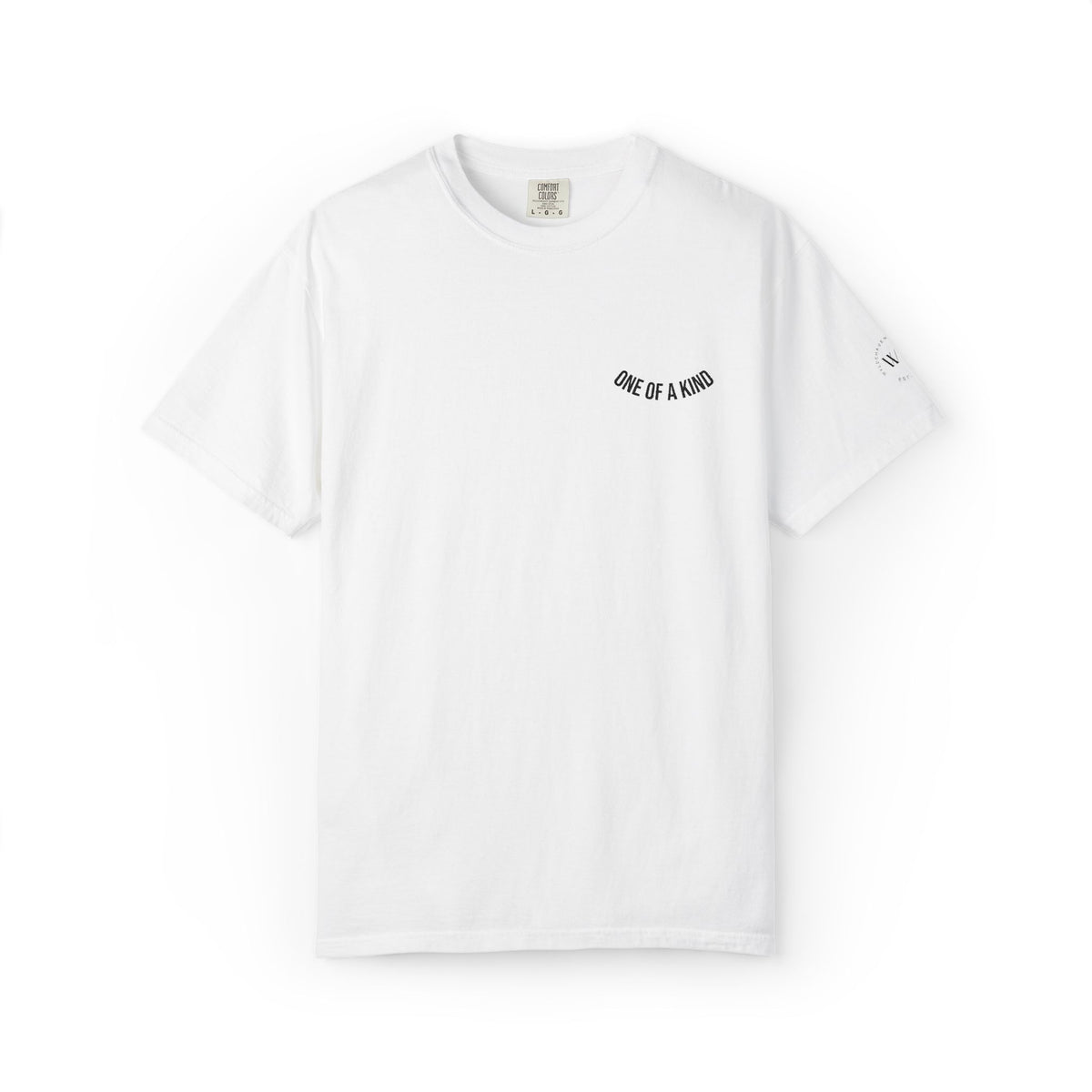 Gray "One of a Kind" Chest Logo T-Shirt by Printify featuring a minimalist logo print on the front.