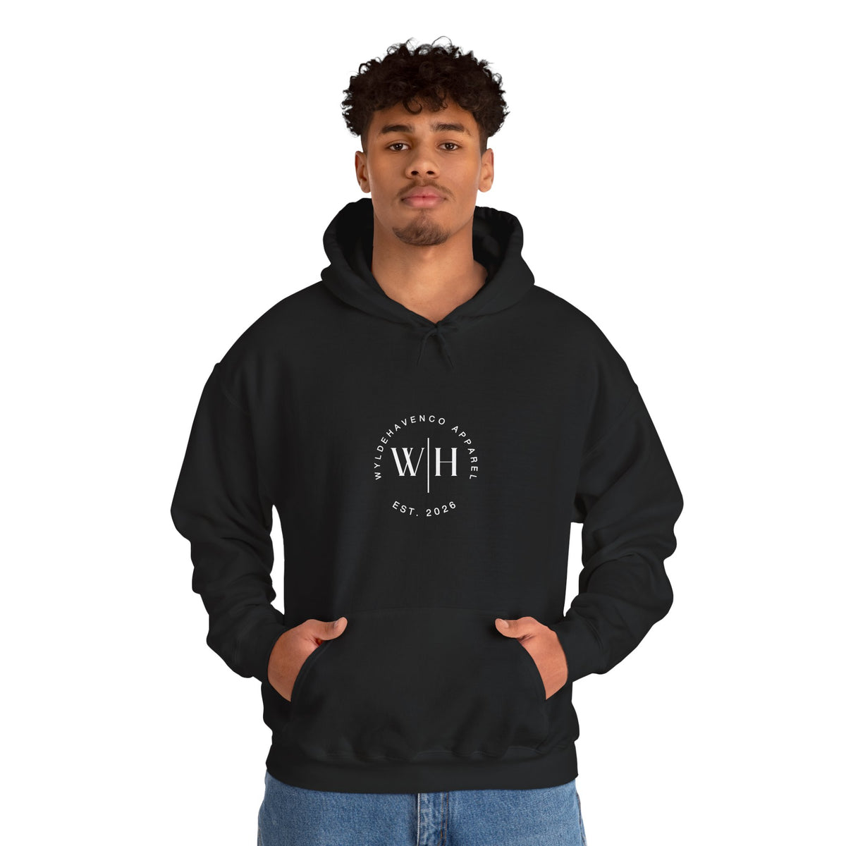 Gray Monogram Circle hoodie by WyldeHaven Apparel with Est. 2026 logo, featuring a comfortable sweatshirt with printed design.