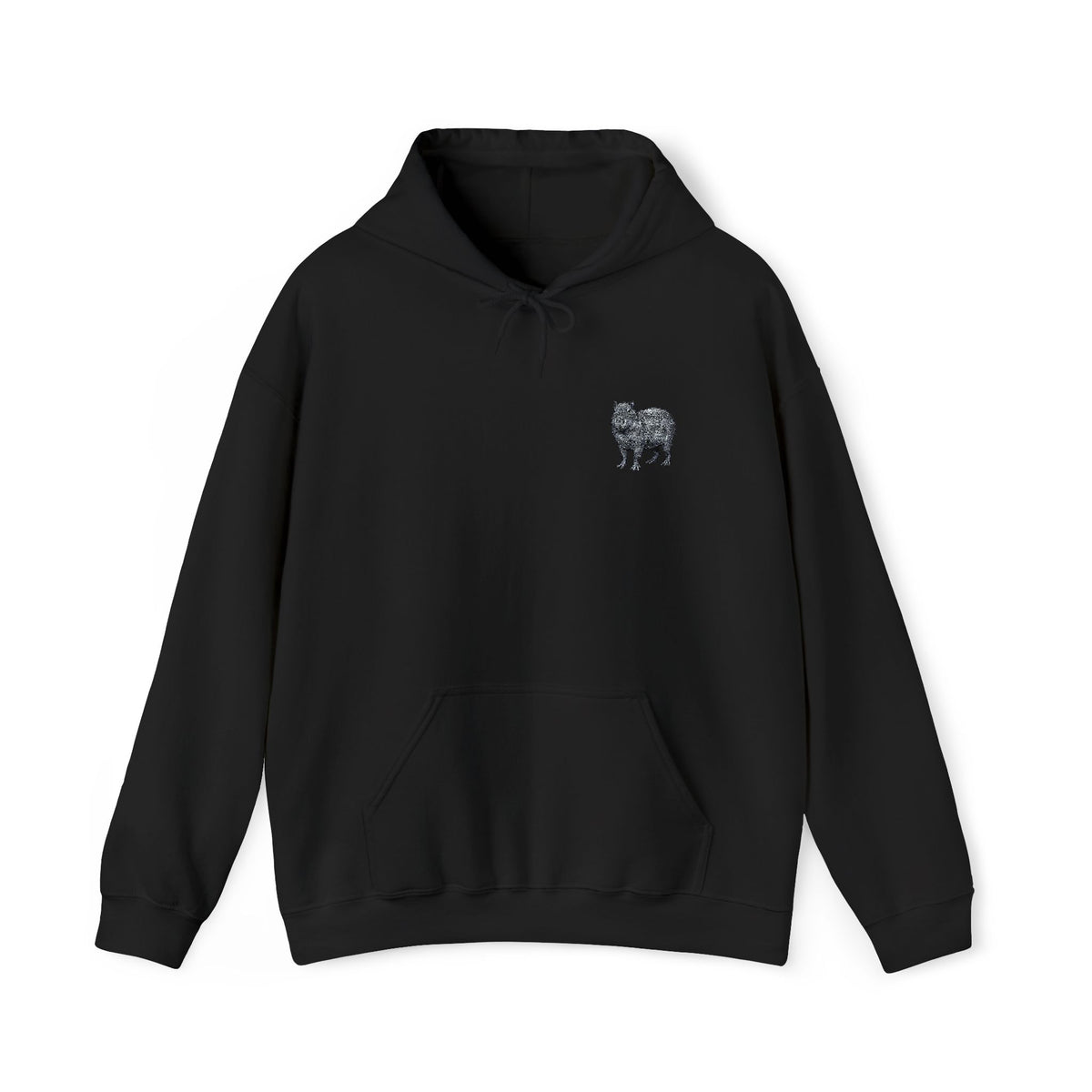 Capybara embroidered hoodie from Printify's Wyldelife Collection featuring wildlife design and detailed embroidery on a cozy hoodie.