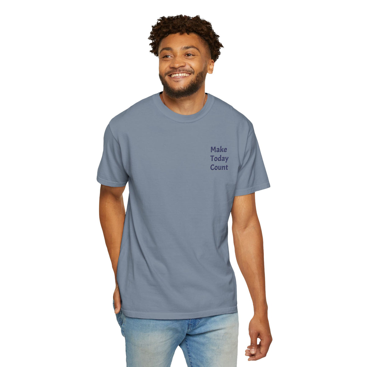 Printify Make Today Count T-Shirt with minimal inspirational design and pocket, casual unisex cotton tee for everyday wear