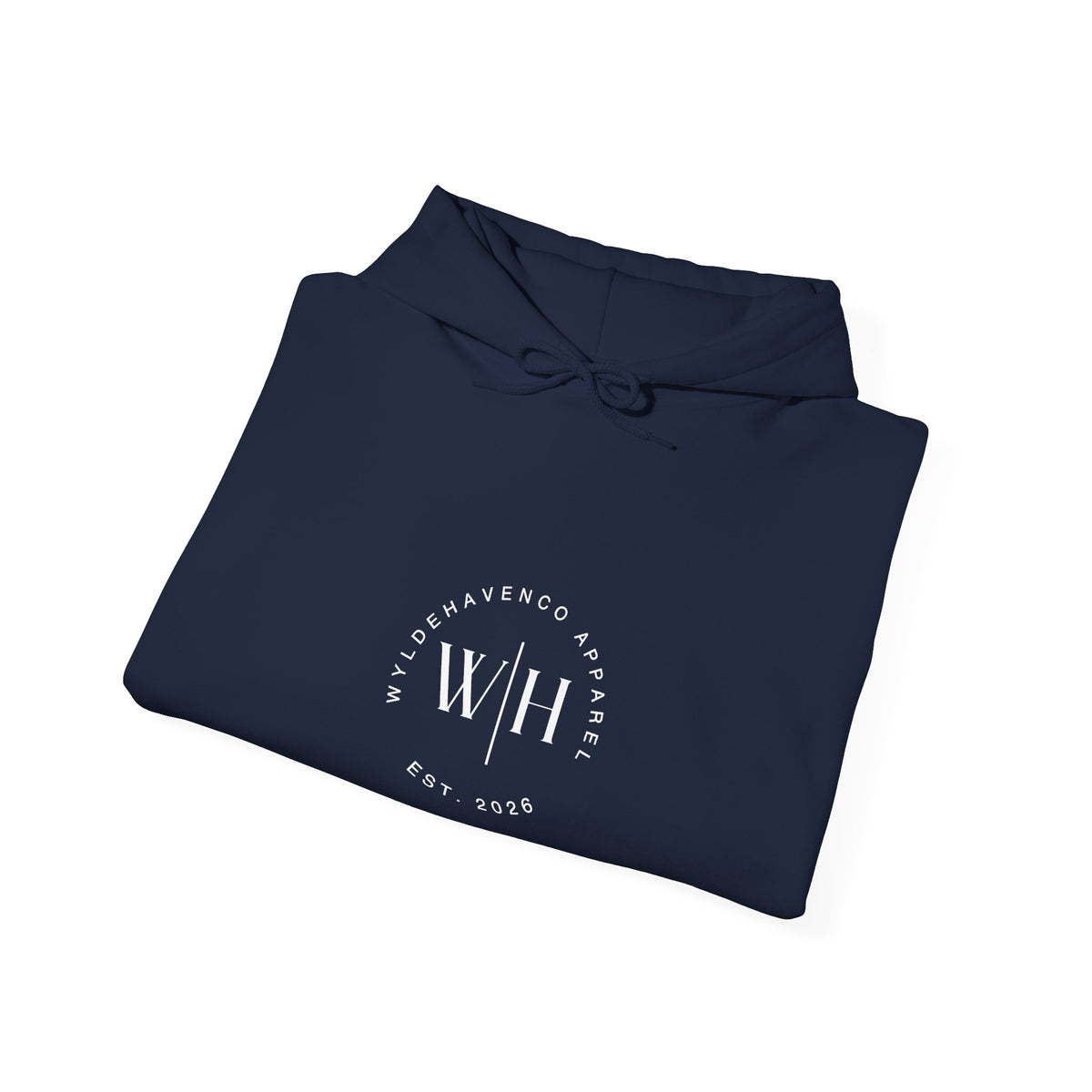 Black Monogram Circle Hoodie by WyldeHaven Apparel with Est. 2026 logo, featuring a comfortable sweatshirt with printed design.