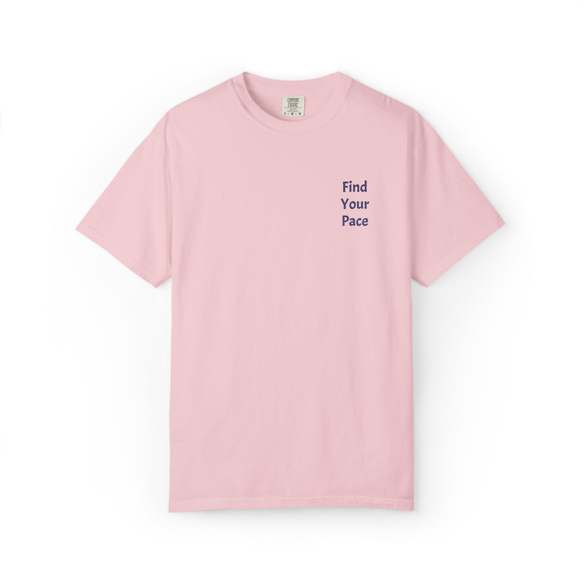 Gray Find Your Pace T-Shirt by Printify featuring a minimal motivational chest print and casual fit.