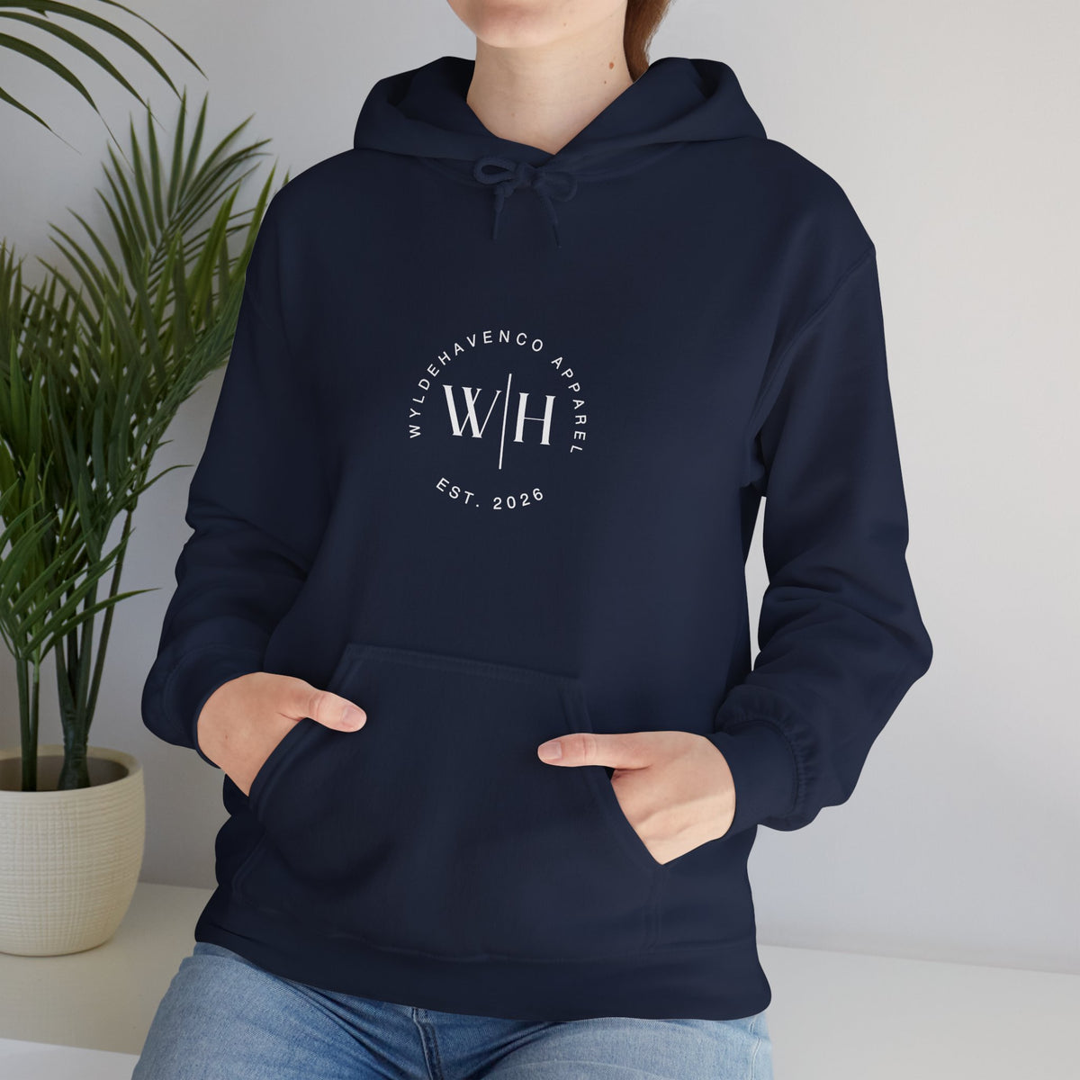 Gray Monogram Circle Hoodie by WyldeHaven Apparel with Est. 2026 logo, featuring a soft fabric and classic sweatshirt fit.