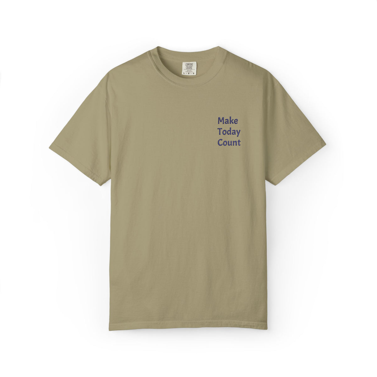 Printify Make Today Count T-Shirt featuring a minimal inspirational pocket design, casual cotton tee for daily motivation.