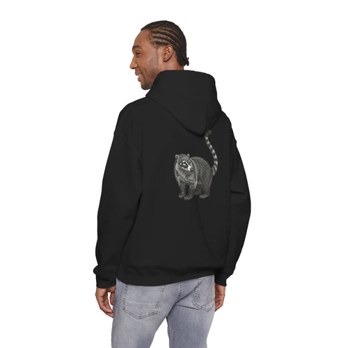Large wildlife coati graphic hoodie from Wyldelife Collection, featuring a detailed back print on a comfortable hoodie.
