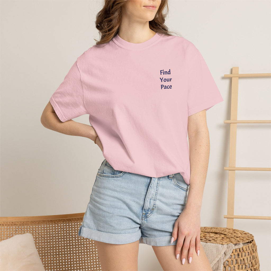 Find Your Pace T-Shirt by Printify featuring a minimal motivational chest print on a casual cotton T-shirt.