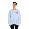 Unisex embroidered lily sweatshirt with floral design on the left chest, made by Printify. Comfortable, casual jumper for everyday wear.