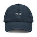 Vintage washed distressed embroidered dad hat by Printify, featuring a classic baseball cap style with worn-in detail.