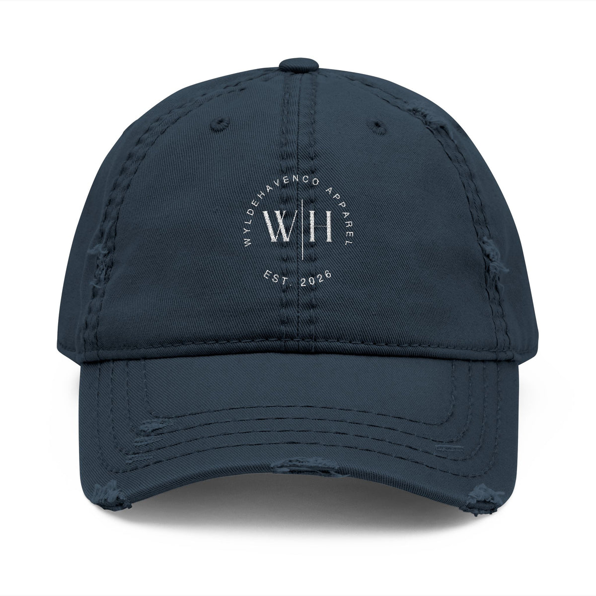 Vintage washed distressed embroidered dad hat by Printify, featuring a classic baseball cap style with worn-in detail.