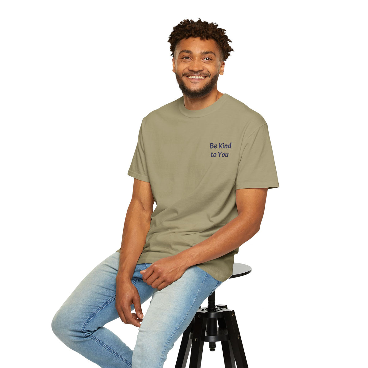 Be Kind to You T-Shirt by Printify featuring a minimalist positive message, white cotton tee with simple black text front view.