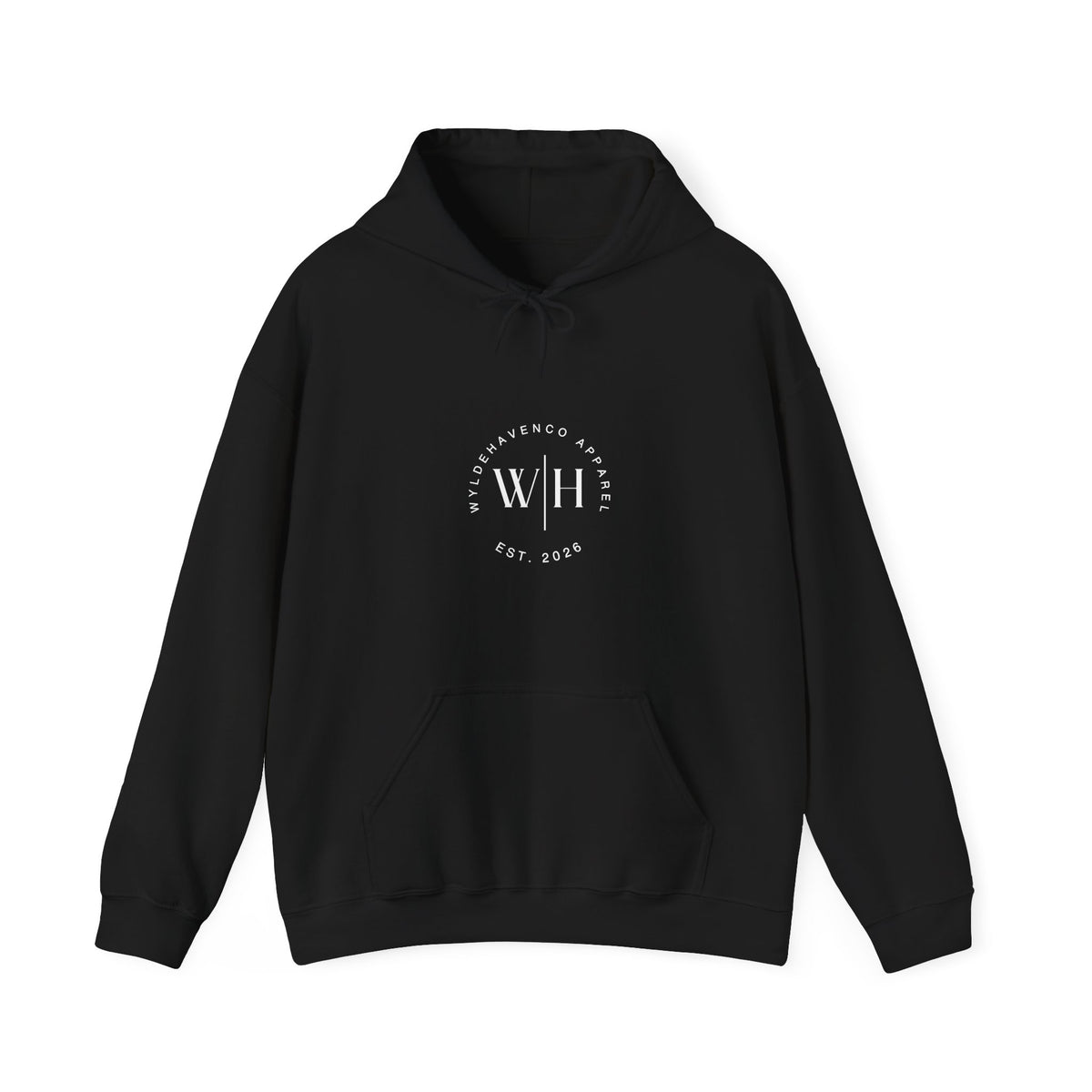 Printify Monogram Circle Hoodie with WyldeHaven Apparel Est. 2026 logo, featuring a comfortable sweatshirt with monogram design.