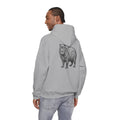 Printify Capybara Graphic Hoodie with large wildlife back print from Wyldelife Collection, featuring a detailed capybara illustration.