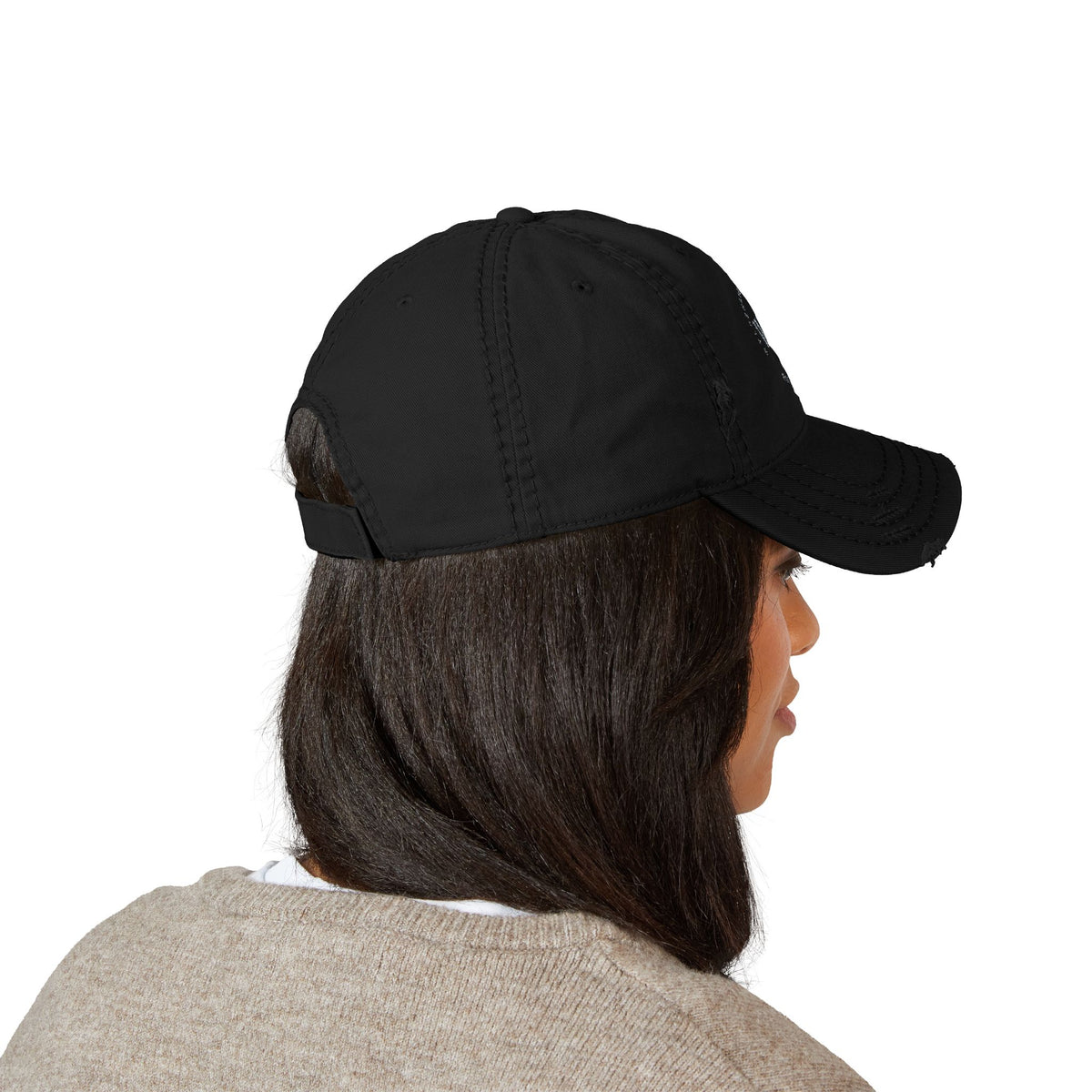 Personalised Roman Numeral Dad Hat by Printify with embroidered distressed vintage cotton baseball cap, custom design and comfortable fit.