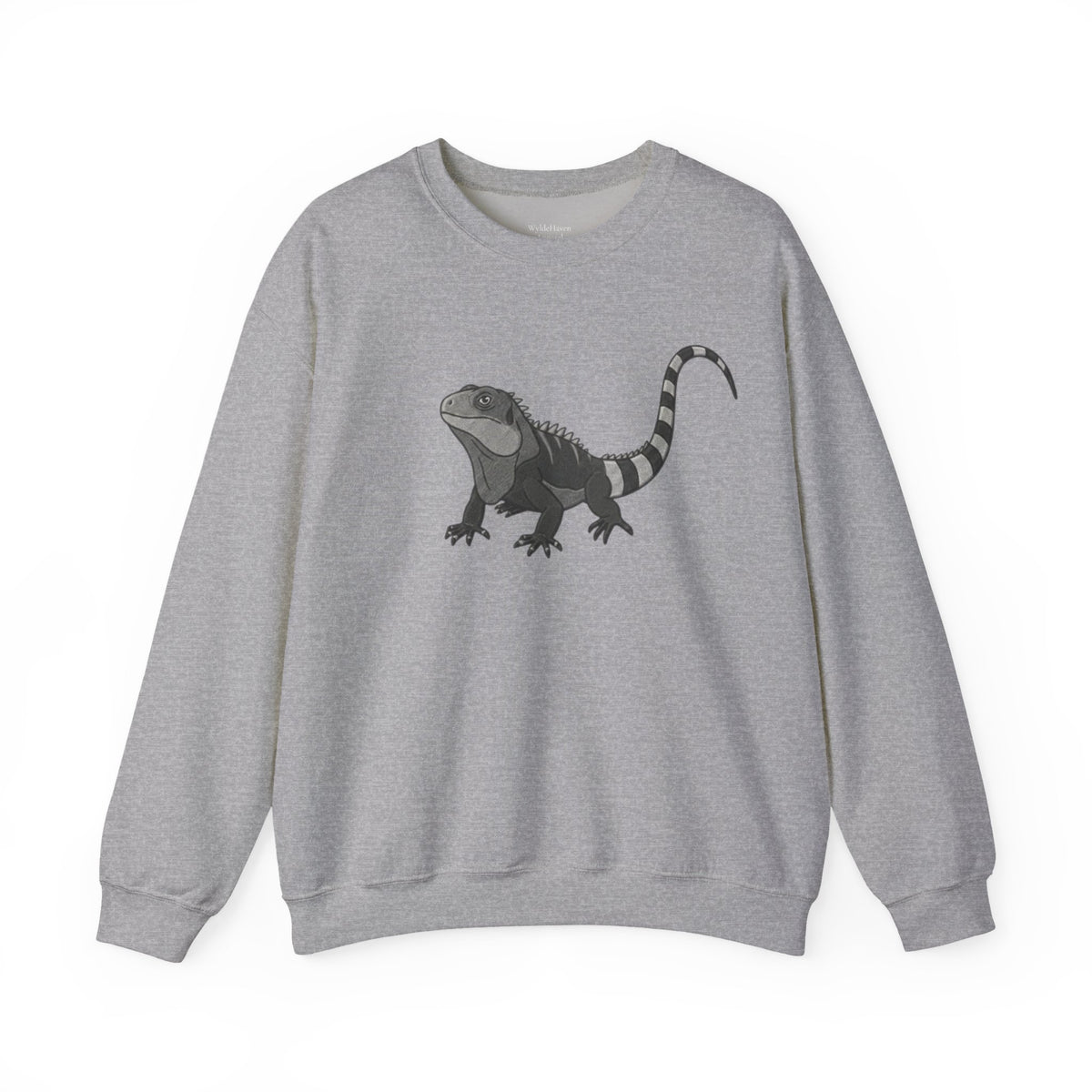 Iguana graphic sweatshirt from Wyldelife Collection featuring vibrant wildlife art on a comfortable Printify sweatshirt.