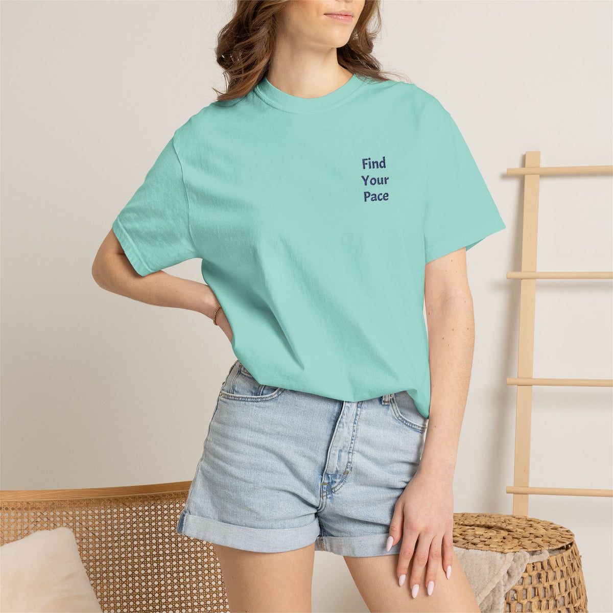 Find Your Pace T-Shirt by Printify with minimal motivational chest print, featuring a casual fit and soft fabric.