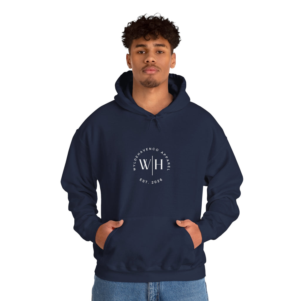 Gray Monogram Circle Hoodie by WyldeHaven Apparel featuring Est. 2026 logo and printed design, made by Printify.