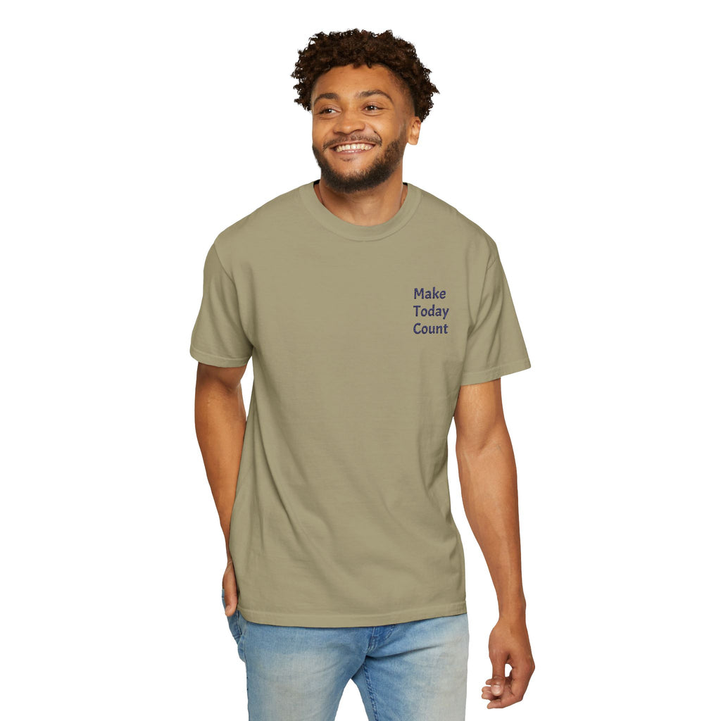 Printify Make Today Count T-Shirt with minimal design and inspirational pocket detail, casual cotton tee for daily motivation.