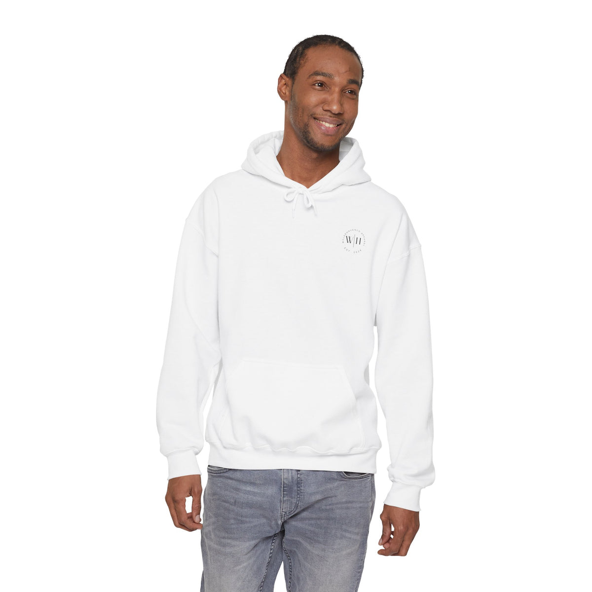 Large wildlife print hoodie featuring a capybara graphic from Wyldelife Collection, made by Printify, displayed on a comfortable hoodie.
