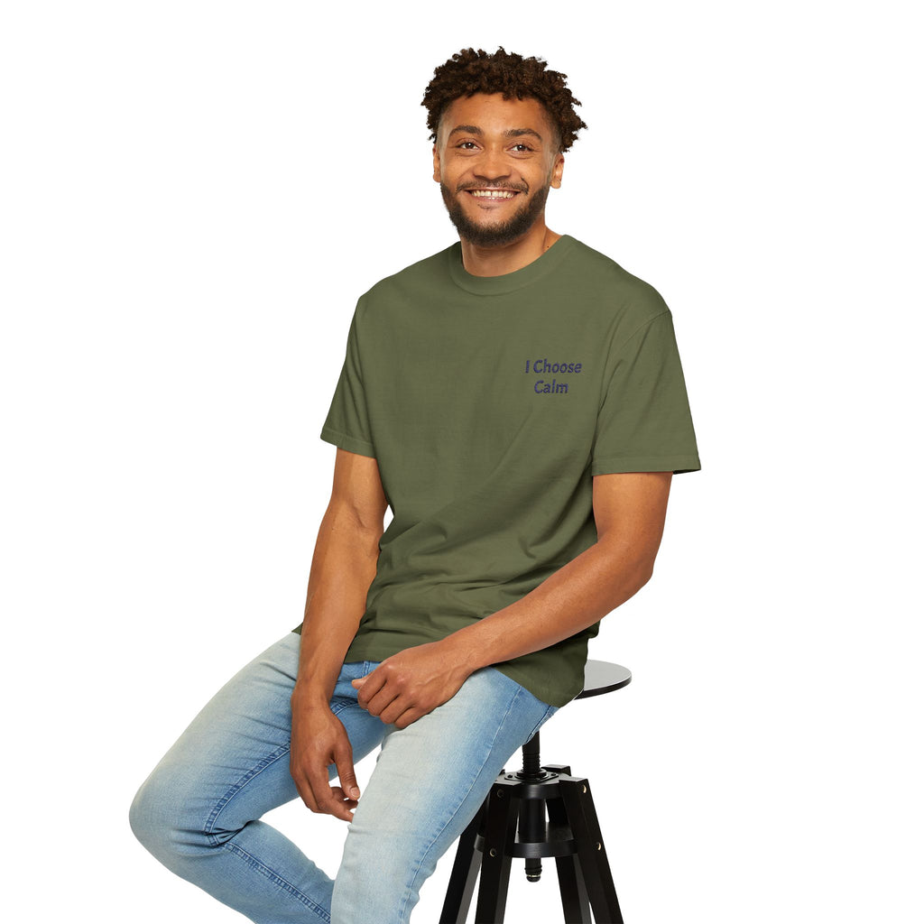 Light gray I Choose Calm T-Shirt by Printify featuring a minimalist design and relaxed fit, ideal for casual wear.