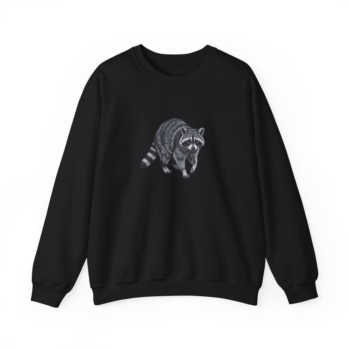 Raccoon graphic sweatshirt from Wyldelife Collection by Printify featuring wildlife art on a cozy fabric.
