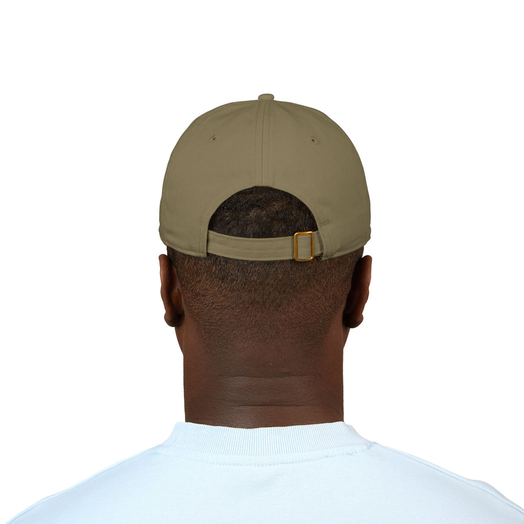 Organic embroidered baseball cap by Printify featuring a minimal casual design and "One of a Kind" embroidery.