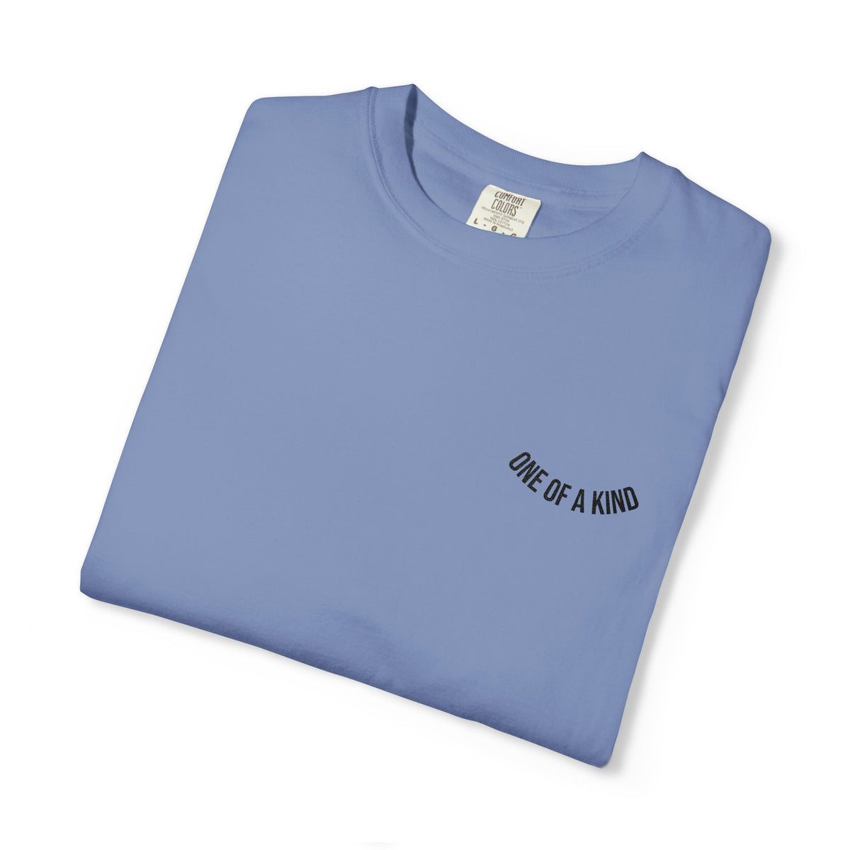 Black "One of a Kind" Chest Logo T-Shirt by Printify featuring a minimalist design on the front.