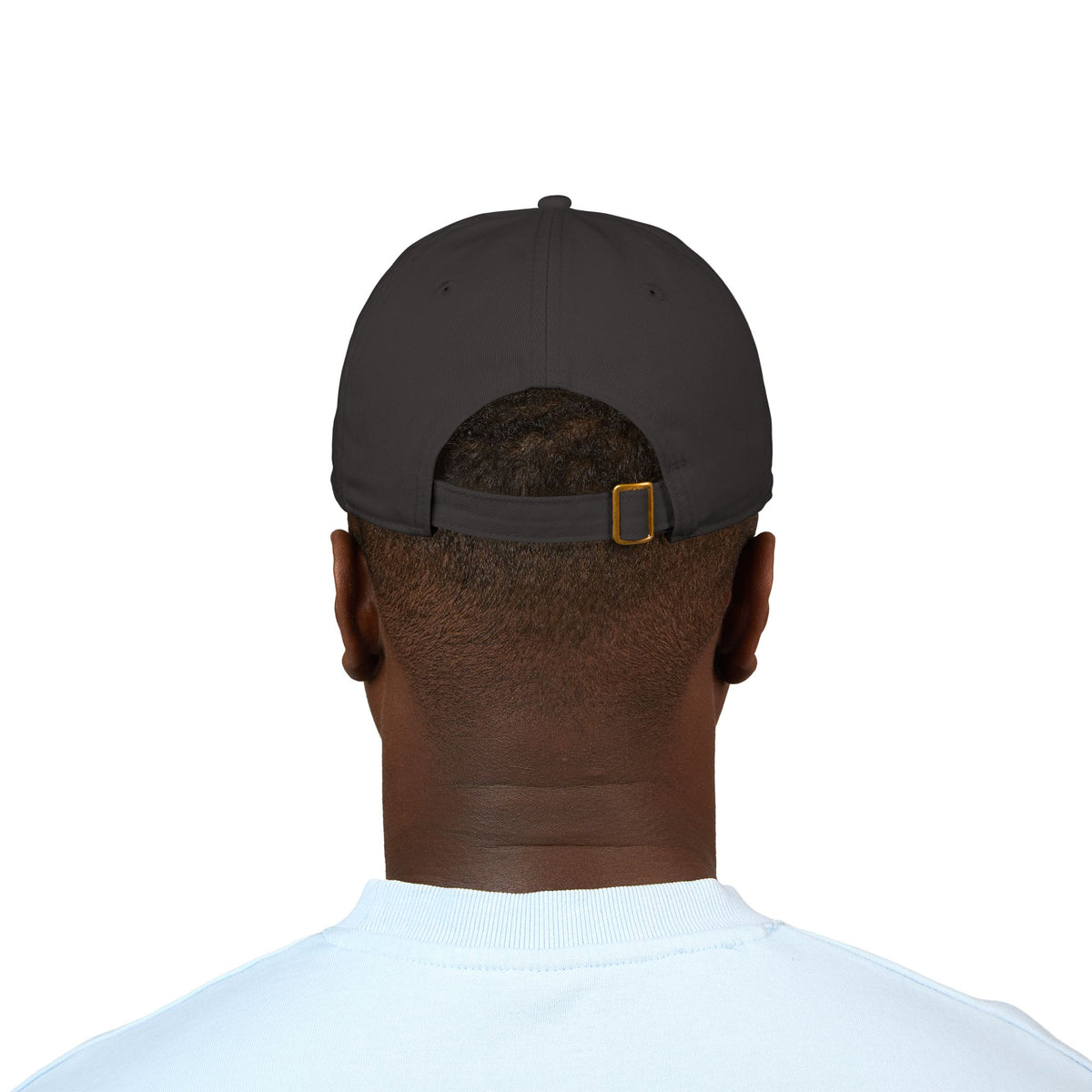 Organic embroidered baseball cap with "One of a Kind" design, casual style, features a curved brim and adjustable strap by Printify.