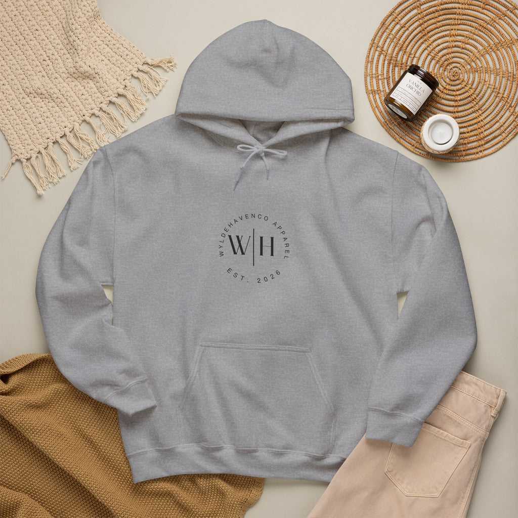 WyldeHaven Apparel Monogram Circle hoodie with logo and embroidery, casual sweatshirt with a stylish design and comfortable fit.