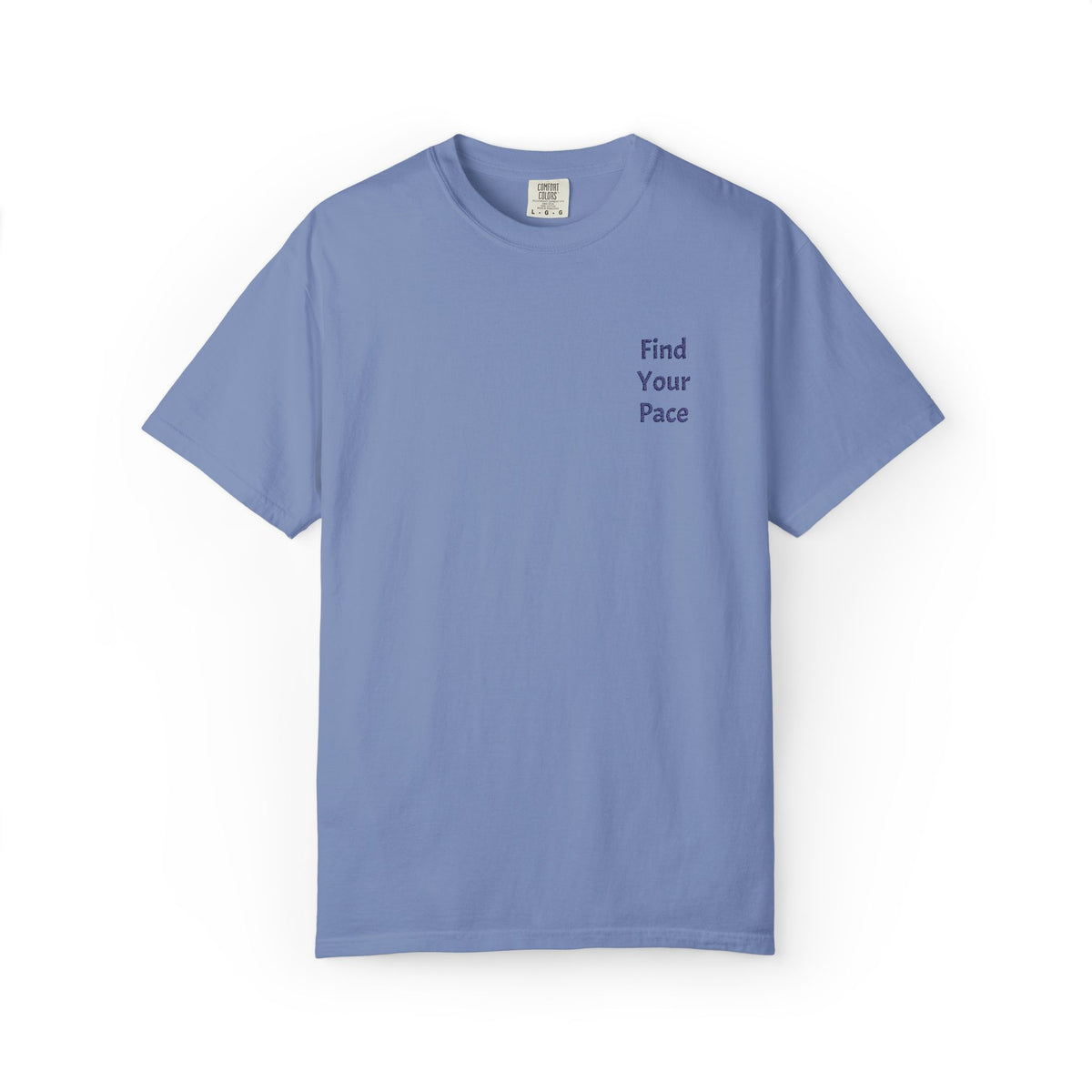 Black Find Your Pace T-Shirt by Printify with minimal motivational chest print, casual fit and comfortable fabric.
