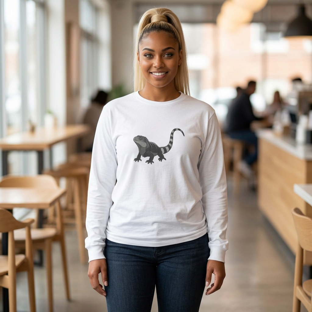 Iguana Long Sleeve T-Shirt | Wildlife Graphic Tee | WyldeLife Collection - WyldeHavenCo