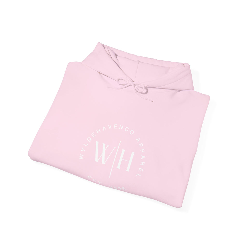 Gray Monogram Circle Hoodie by WyldeHaven Apparel featuring an Est. 2026 logo and minimalist design, made by Printify.
