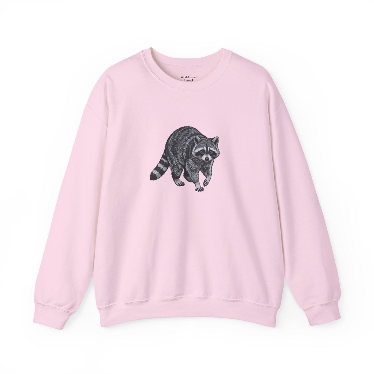 Raccoon graphic sweatshirt from Wyldelife Collection by Printify featuring wildlife art on a cozy, casual sweatshirt.