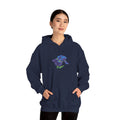 Embroidered iris flower hoodie with a center front floral design by Printify, featuring colorful blooming flower embroidery on a casual hoodie.