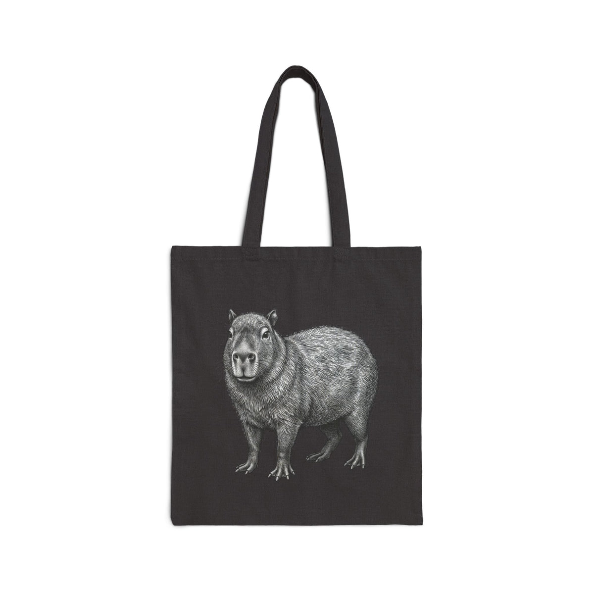 Capybara tote bag with detailed wildlife illustration from Wyldelife Collection, featuring a natural wildlife design on a durable bag.