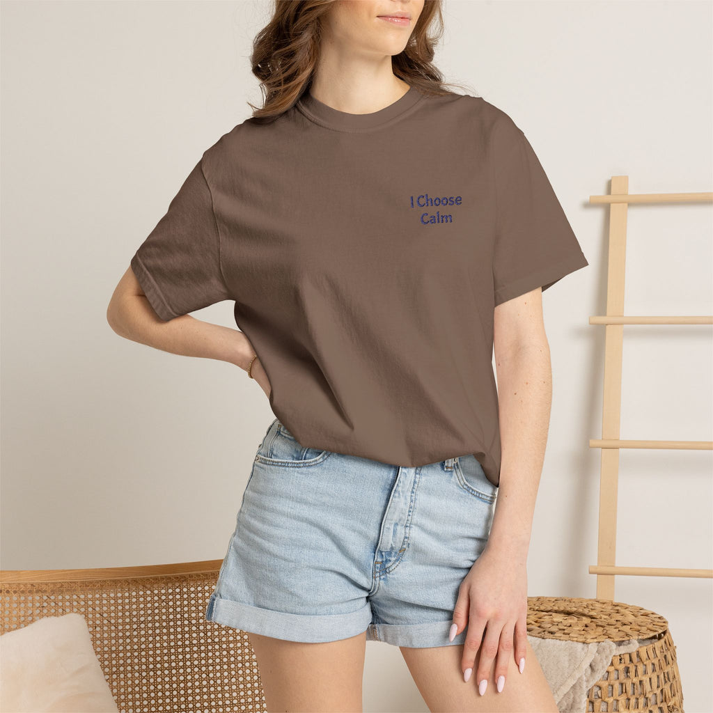 Printify I Choose Calm T-Shirt featuring minimalist relaxation design, soft fabric, and comfortable fit in a casual style.