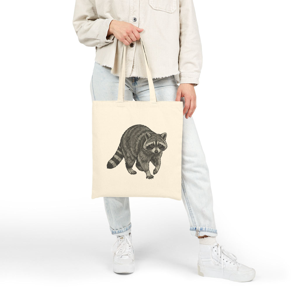 Vintage wildlife raccoon canvas tote bag by Printify, eco-friendly shopper with detailed raccoon illustration on durable fabric.