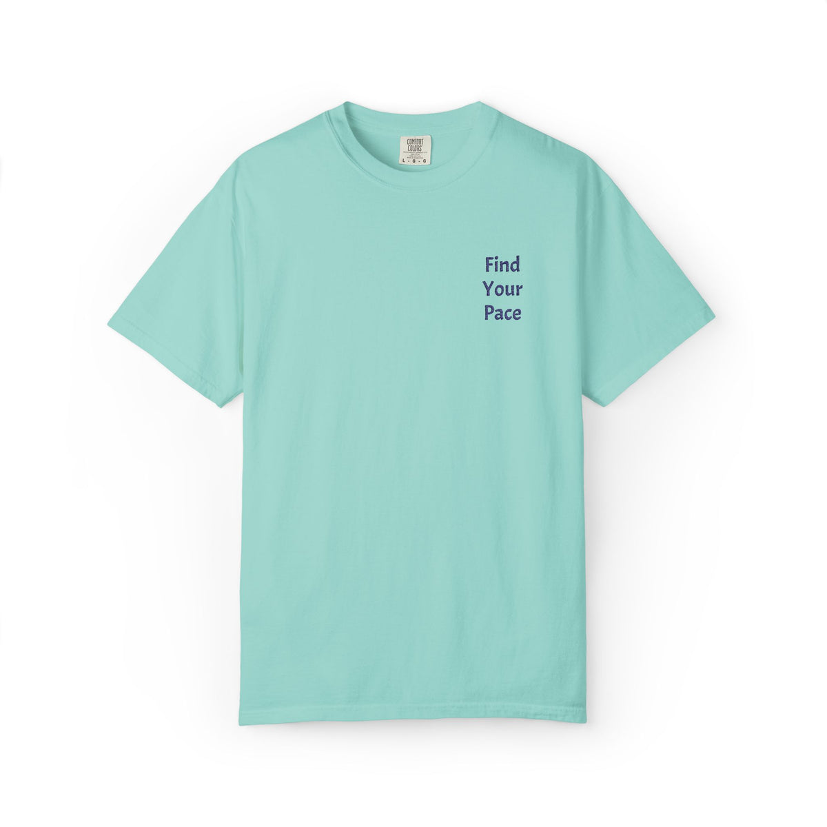 Gray Find Your Pace T-Shirt by Printify featuring a minimal motivational chest print and casual fit.