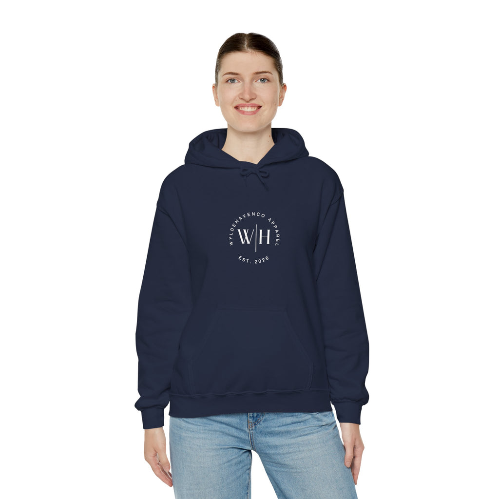 Gray Monogram Circle Hoodie by WyldeHaven Apparel featuring an Est. 2026 logo and printed design, made by Printify.