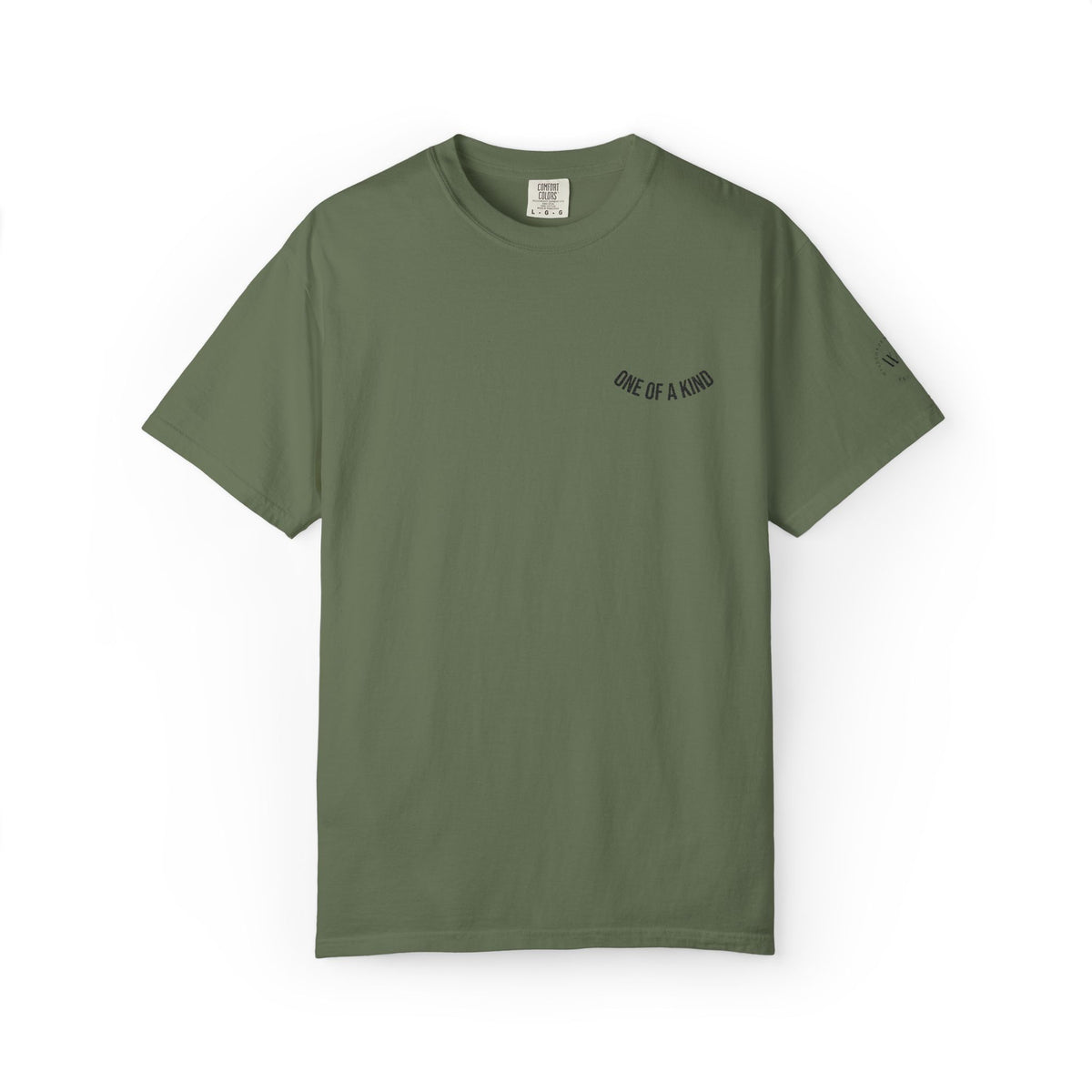Black "One of a Kind" Chest Logo T-shirt by Printify, featuring a centered logo design on soft cotton fabric.