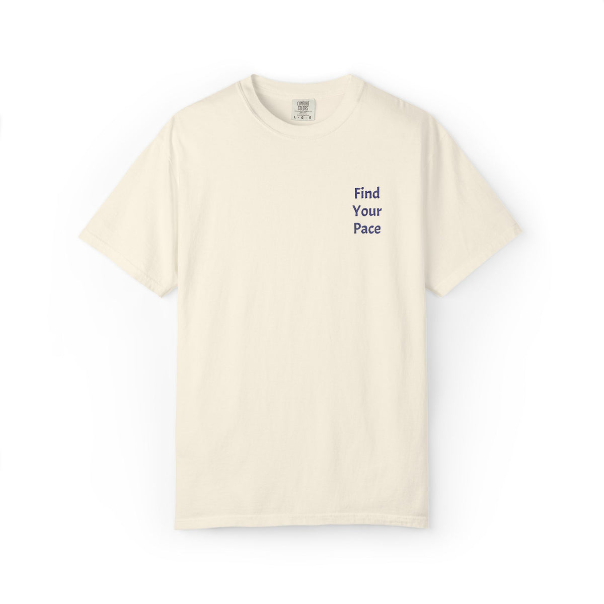 Black Find Your Pace T-Shirt by Printify featuring a minimal motivational chest print and comfortable casual fit.
