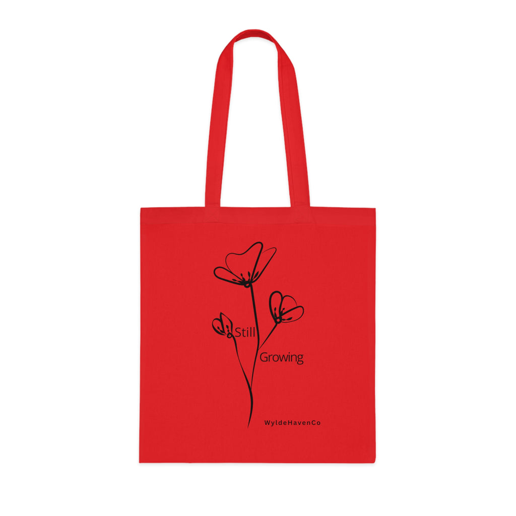 Minimalist floral cotton tote bag by Printify, featuring inspirational design, perfect for carrying daily essentials.