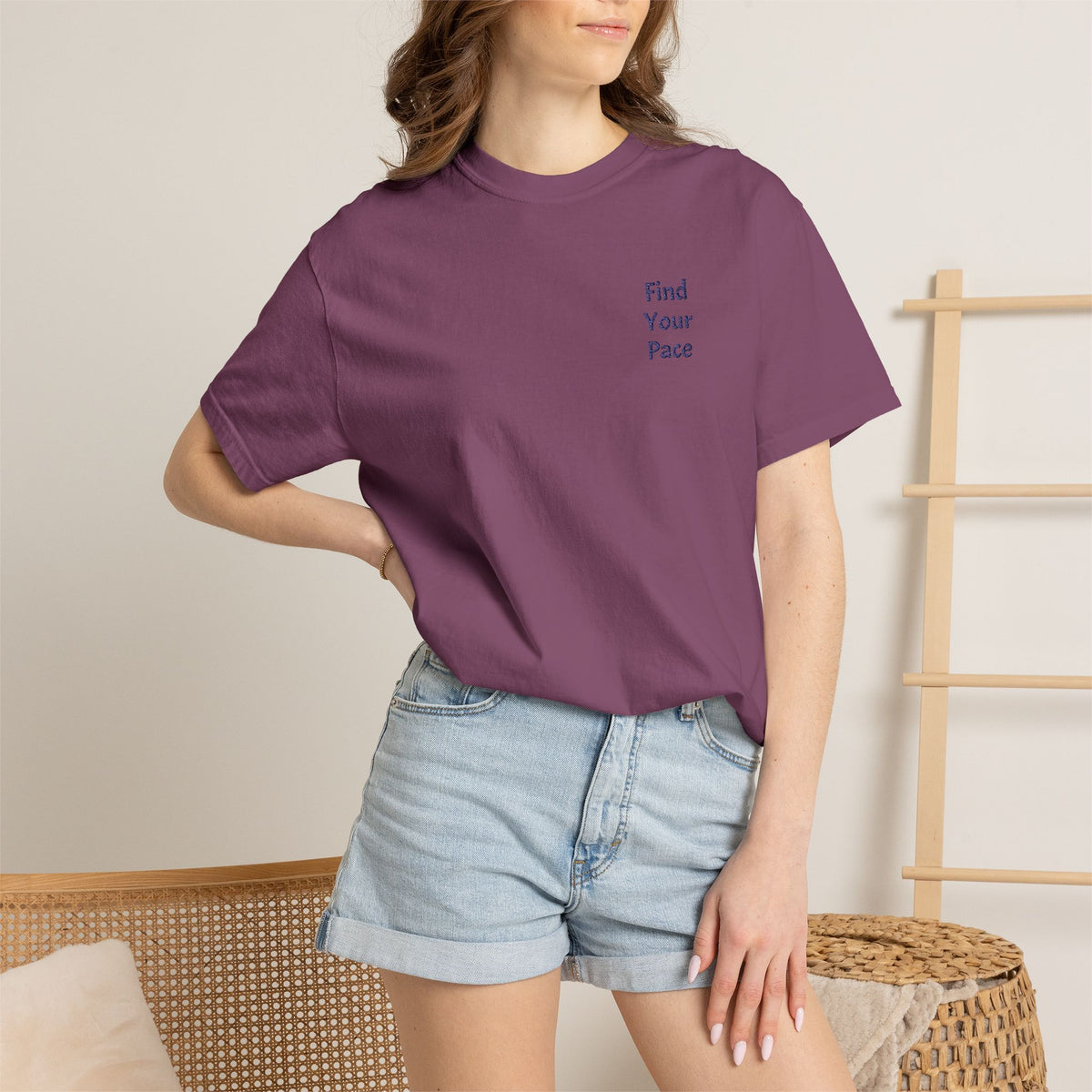 Find Your Pace T-Shirt by Printify featuring a minimal motivational chest print on a comfortable casual tee.
