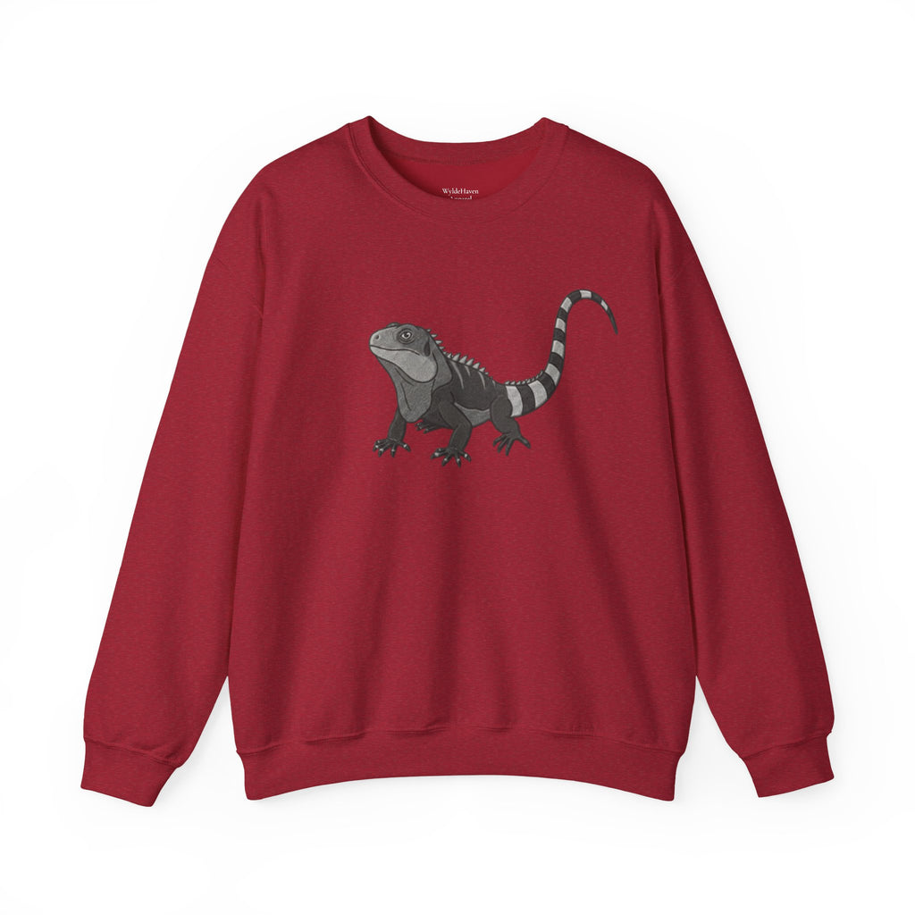 Iguana graphic sweatshirt from Wyldelife Collection featuring a vibrant reptile print on comfortable fabric.
