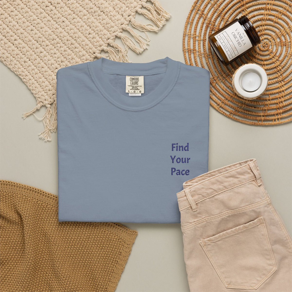 Find Your Pace T-Shirt by Printify featuring a minimal motivational chest print on a casual cotton T-shirt.