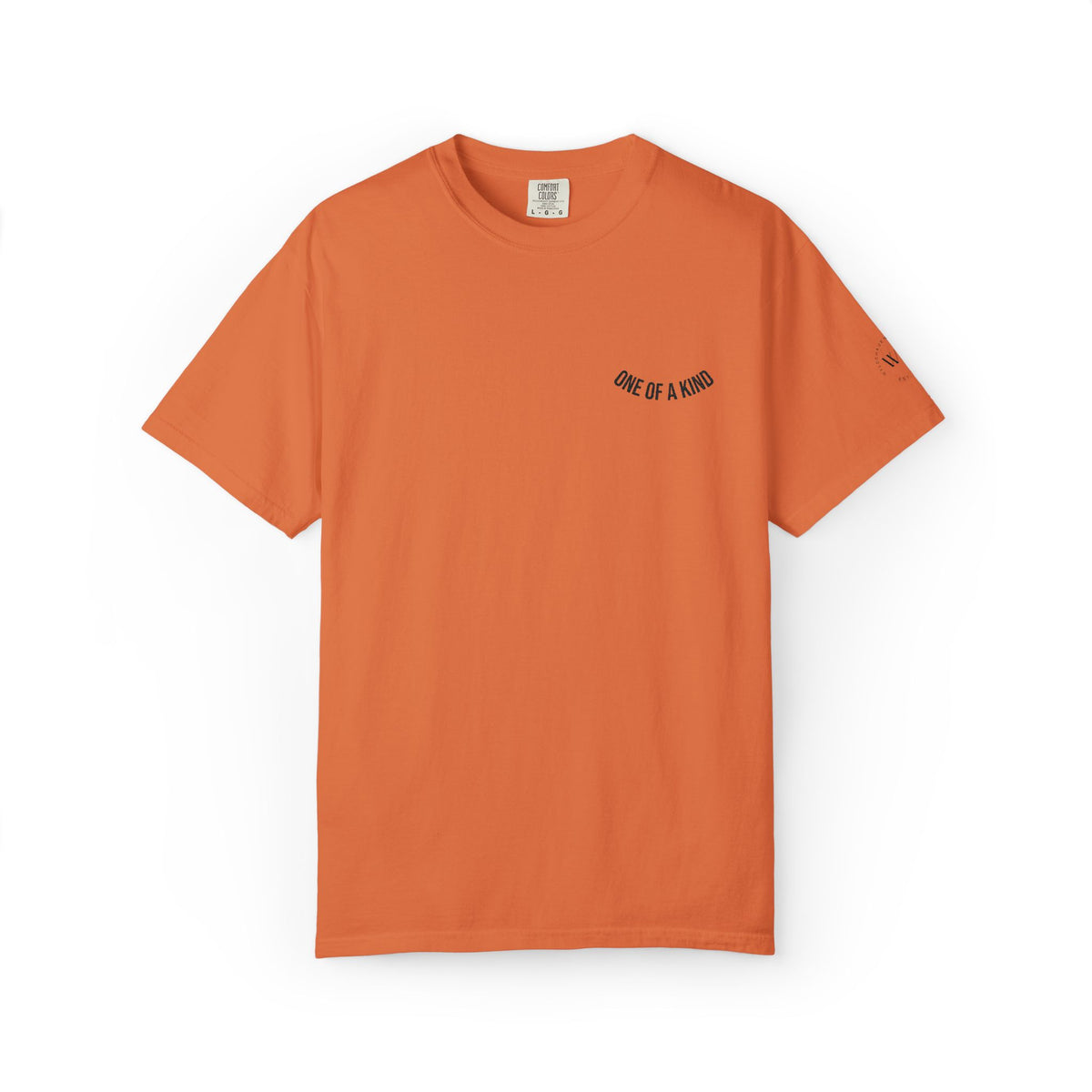 White "One of a Kind" Chest Logo T-Shirt by Printify featuring a minimalist logo design on the front.