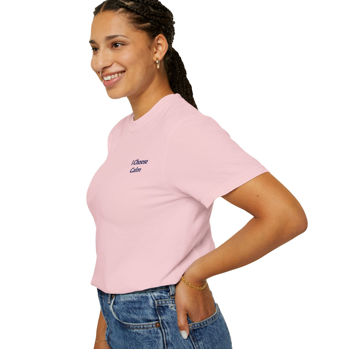 Printify I Choose Calm T-Shirt featuring a minimalist design for relaxation, made from soft fabric in a comfortable fit.