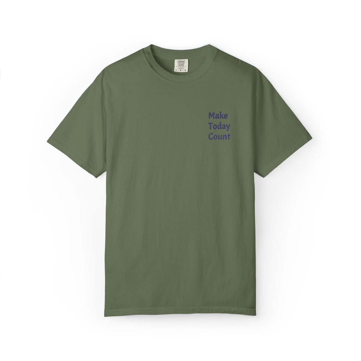 Printify Make Today Count T-Shirt featuring a minimal design and inspirational pocket detail, casual unisex tee for everyday wear.