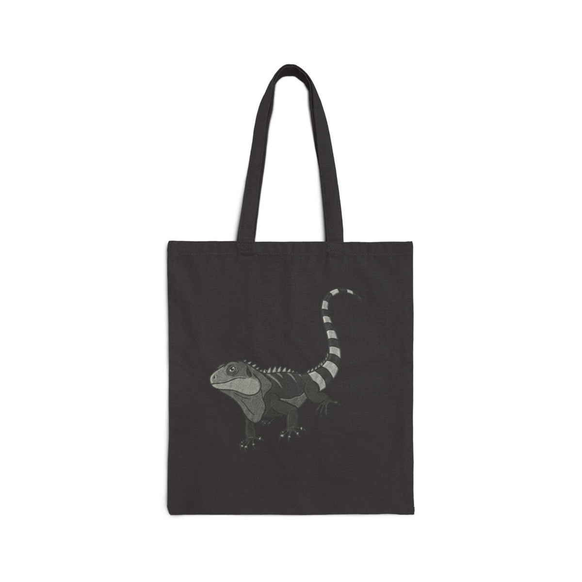 Printify Iguana Tote Bag with detailed wildlife illustration showcasing a vibrant iguana design on durable fabric.
